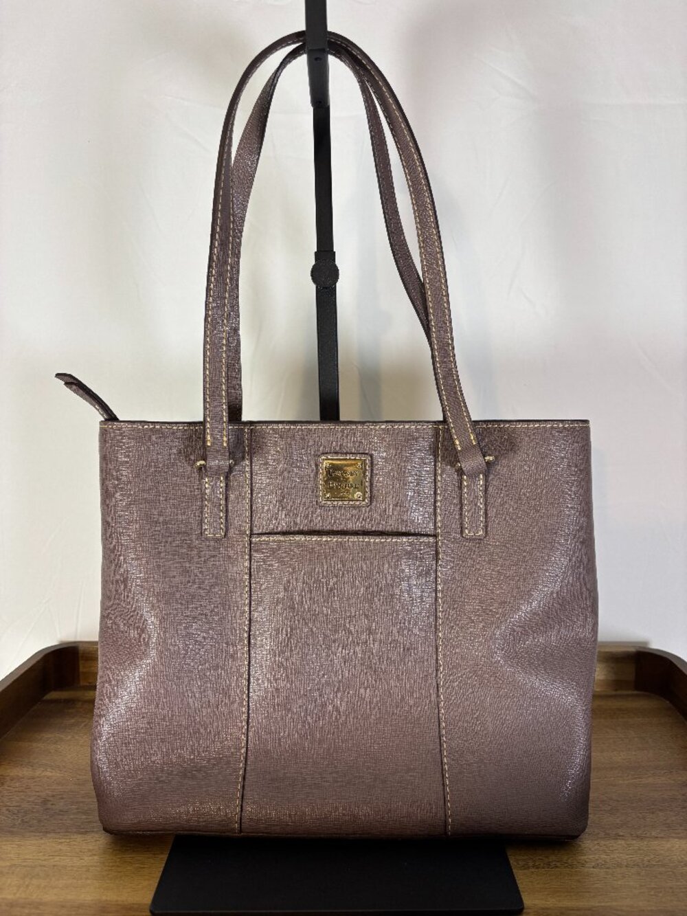 Dooney & Bourke Gray Saffiano Small Lexington Shopper Tote